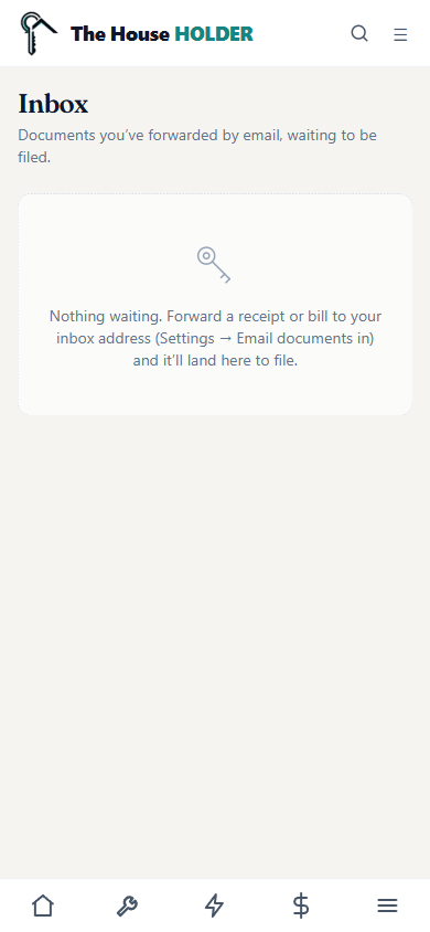 The same empty inbox on a phone