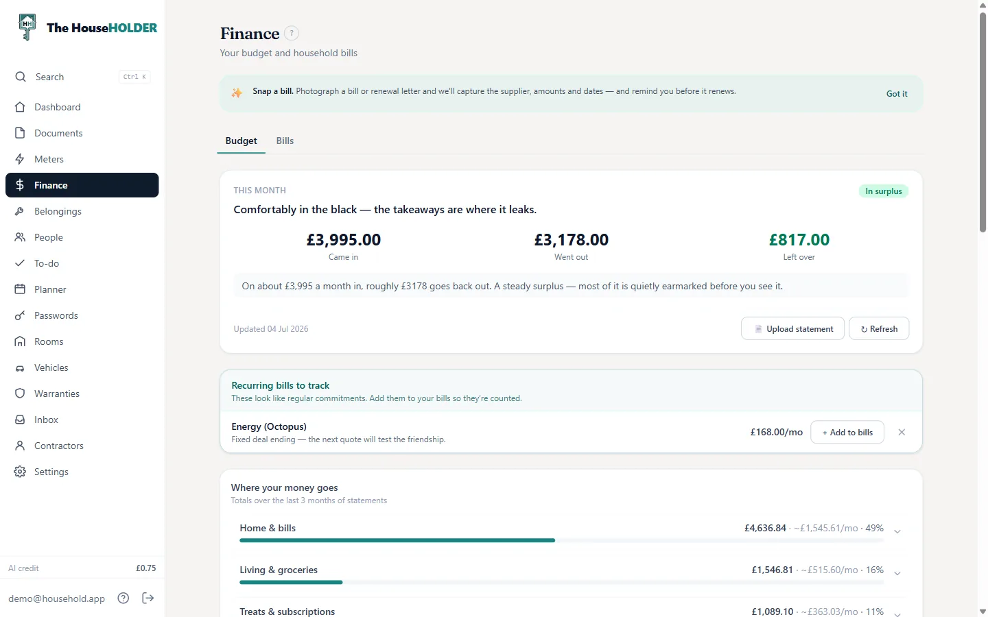 Finance and budget on desktop